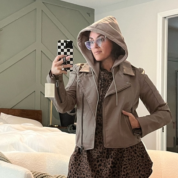 Blank NYC | Jackets & Coats | New Blank Nyc Hooded Leather Jacket In Color Mushroom With ...